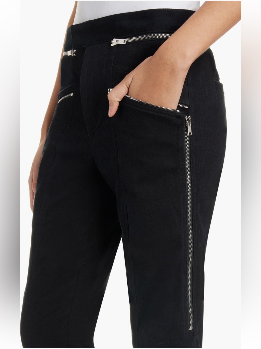 NWT Isabel Marant Izis Zip Detail Straight Leg Pants, black, Size XS/2 US/34 FR